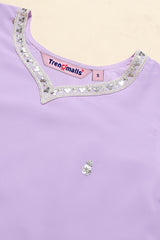 Light Purple Georgette Embroidery Sequins Work Kurta Sharara Set with Dupatta Kurta Set for Women