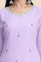 Light Purple Georgette Embroidery Sequins Work Kurta Sharara Set with Dupatta Kurta Set for Women