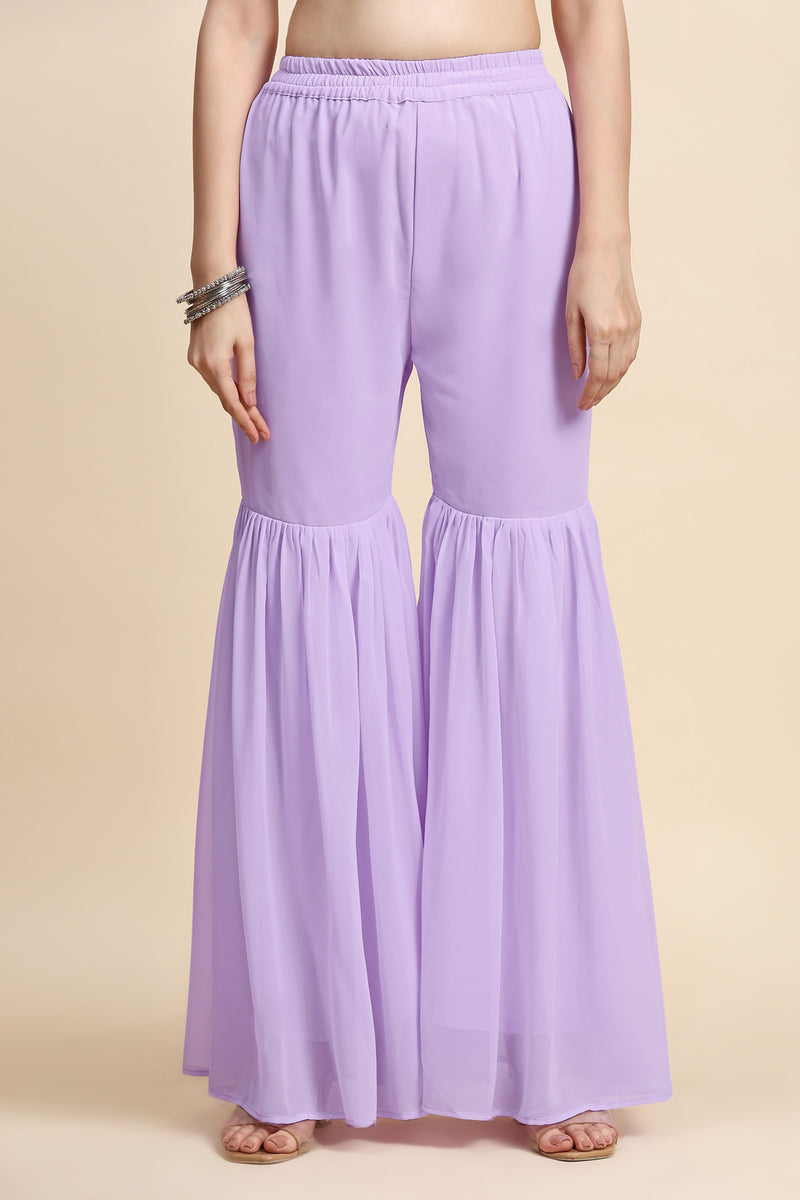 Light Purple Georgette Embroidery Sequins Work Kurta Sharara Set with Dupatta Kurta Set for Women