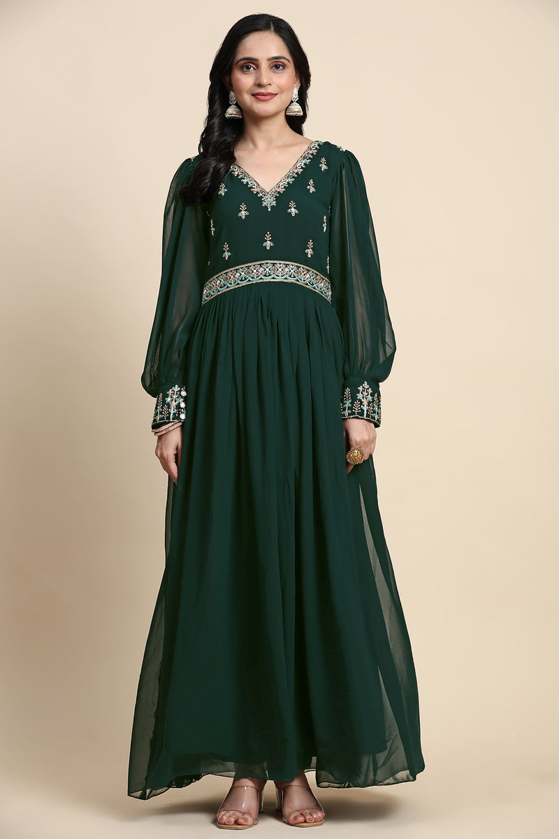 Georgette Embroidery Anarkali Salwar Suit Set with Dupatta For Women's Trendmallsin