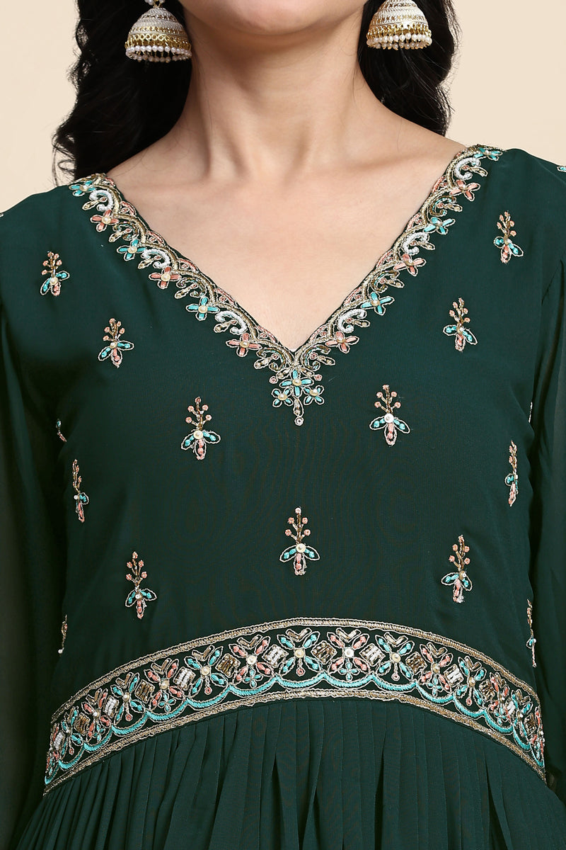 Georgette Embroidery Anarkali Salwar Suit Set with Dupatta For Women's Trendmallsin