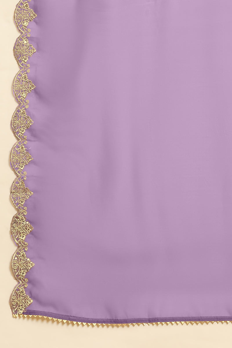 Light Purple Silk Blend Embroidery Anarkali Salwar Suit Set with Dupatta For Women's