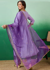 Light Purple Chanderi Embroidery Salwar Suit with Dupatta Set For Women's