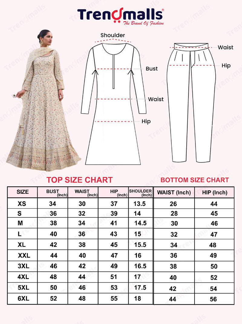 Offwhite Georgette Embroidery Sequence work Anarkali Kurta Pant Set with Dupatta for Women