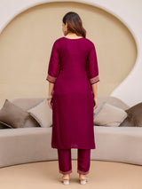 Purple Jaquard Silk Embroidery Sequence Work Kurta Pant Set with Dupatta Salwar Suit Set Trendmalls