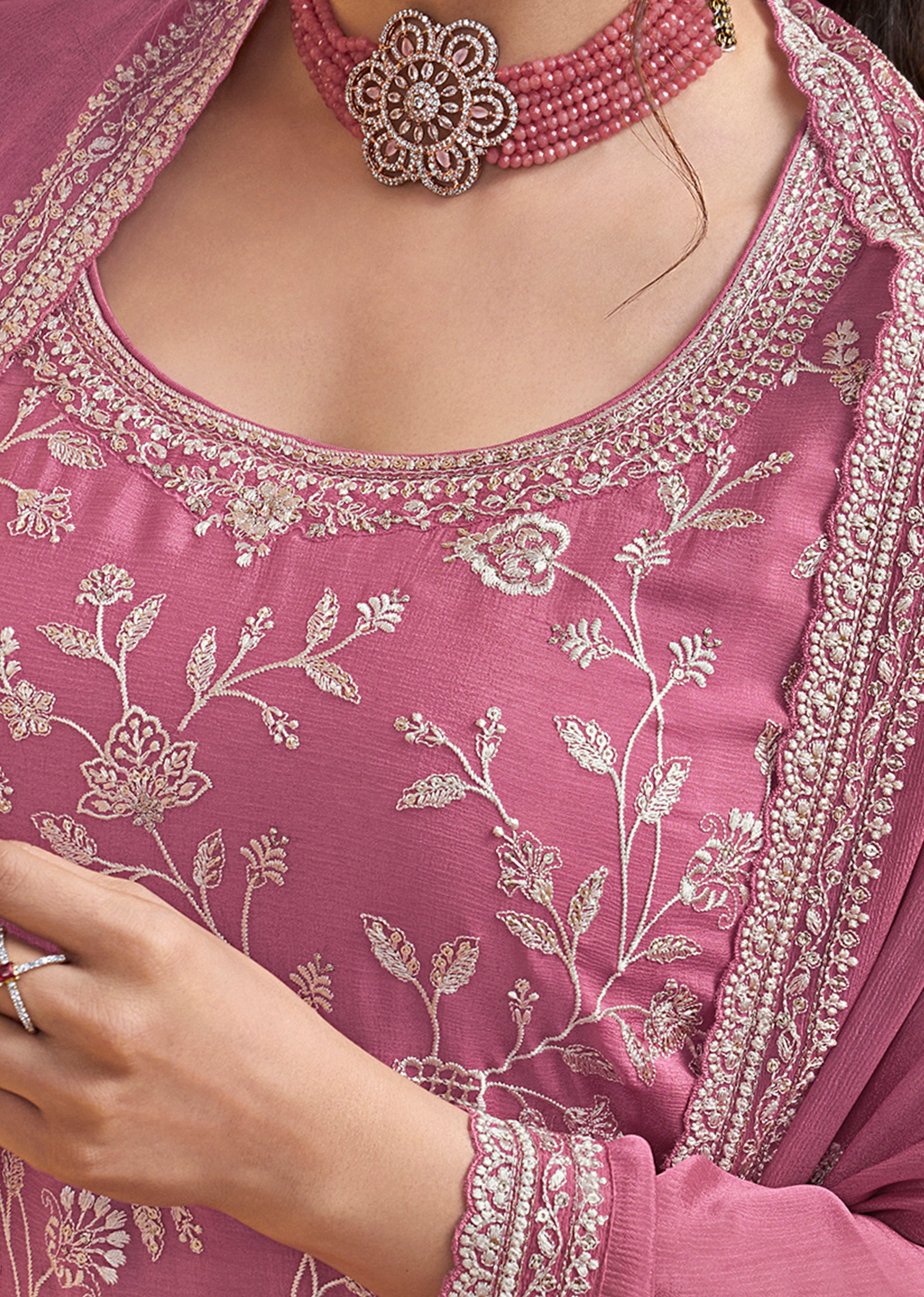 Women's Art Silk Embroidery Kurta Palazzo with Dupatta Set