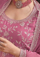 Women's Art Silk Embroidery Kurta Palazzo with Dupatta Set