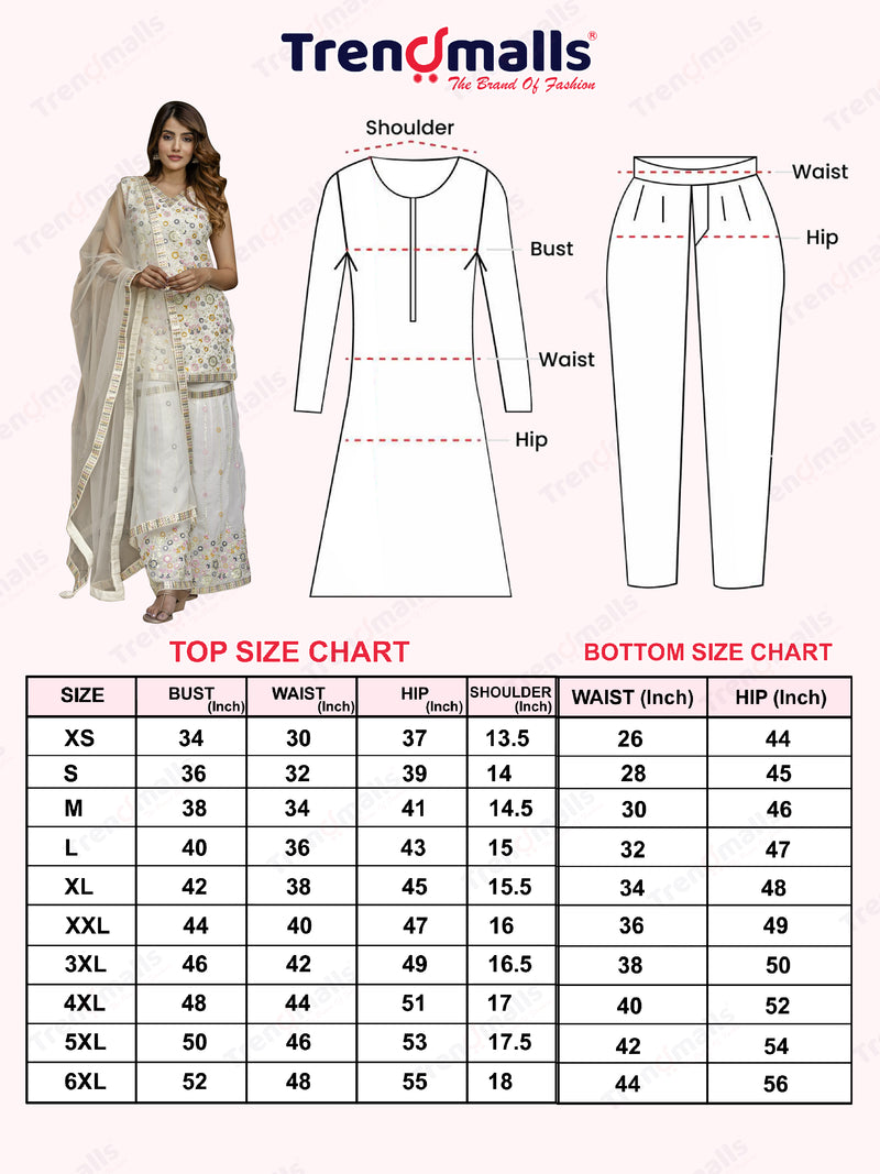 White Georgette Embroidery work Kurta Sharara Set with Dupatta Kurta Set for Women