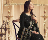Black Georgette Embroidery Salwar Suit Set for Women's