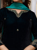 Morpeach Velvet Embroidery Salwar Suit Set with Dupattakk for Women's