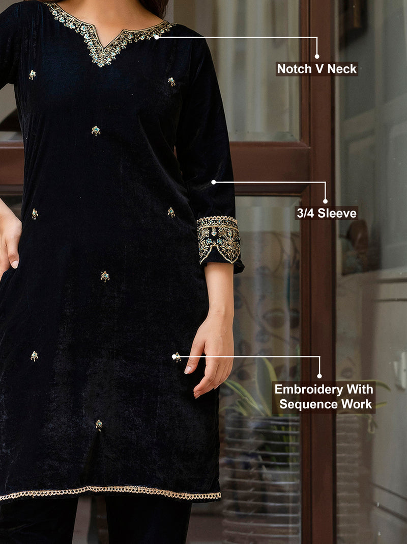 Morpeach Velvet Embroidery Salwar Suit Set with Dupattakk for Women's