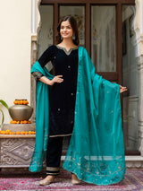 Morpeach Velvet Embroidery Salwar Suit Set with Dupattakk for Women's