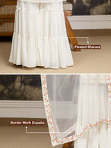 Georgette Embroidery Sequence Work Kurta Sharara Set with Dupatta Salwar Suit Set For Women Trendmalls