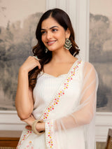 Georgette Embroidery Sequence Work Kurta Sharara Set with Dupatta Salwar Suit Set For Women Trendmalls