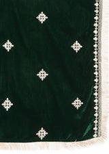 Green Velvet Embroidery Salwar Suit Set Kurta Pant with Dupatta Green Kurta Set for Women's