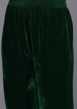 Green Velvet Embroidery Salwar Suit Set Kurta Pant with Dupatta Green Kurta Set for Women's