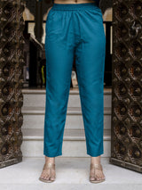 Morpeach Art Silk Embroidery Work Anarkali Kurta Pant with Net Dupatta Set Trendmalls