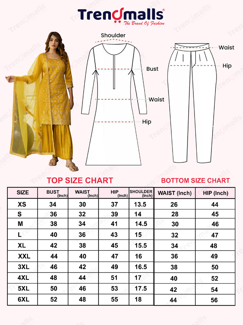 Yellow Art Silk Embroidery Sequence Work Pleated Kurta Sharara with Dupatta For Women's