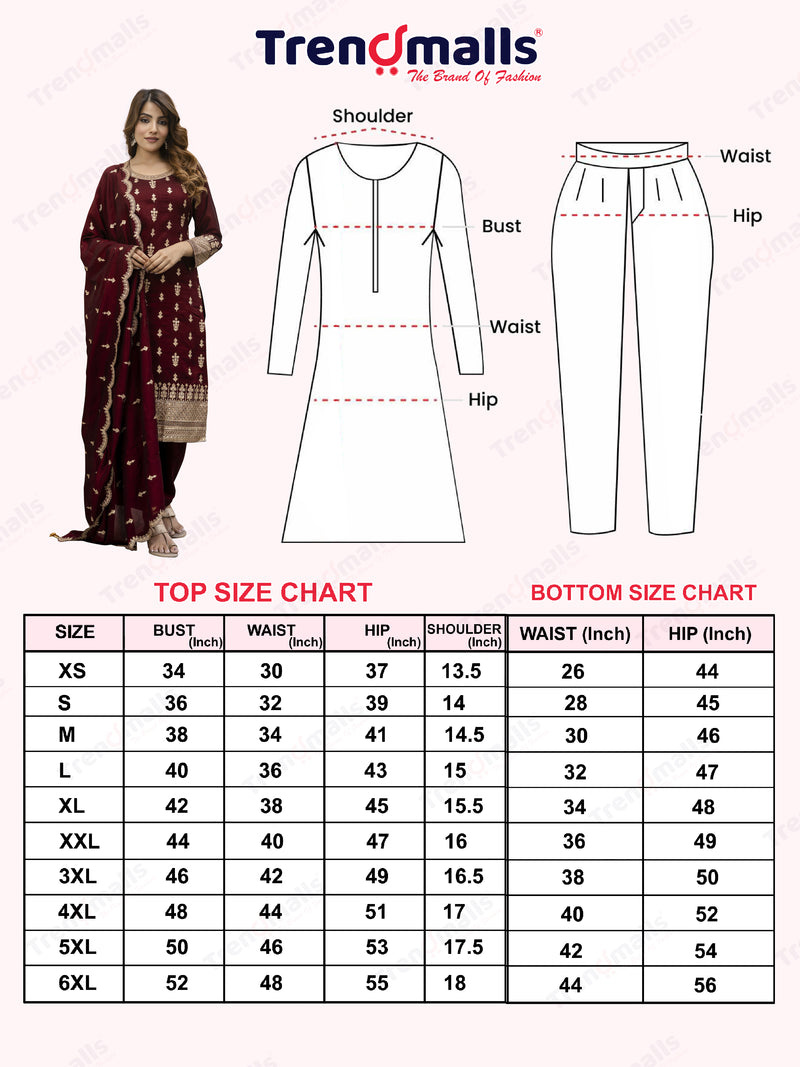Maroon Art Silk Embroidery Sequence Work Kurta Pant Set with Dupatta for Women