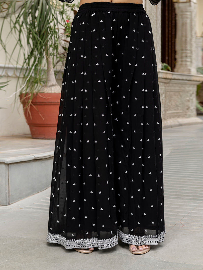 Black Georgette Embroidery Work Salwar Suit with Dupatta for Women