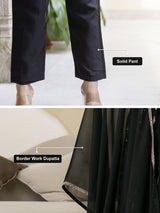 Black Art Silk Embroidery Work Anarkali Kurta Pant with Dupatta Set Trendmalls