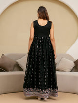 Black Art Silk Embroidery Work Anarkali Kurta Pant with Dupatta Set Trendmalls