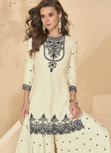 Offwhite Georgette Embroidery Sequence Work Kurta Palazzo with Dupatta Salwar Suit Set For Women's