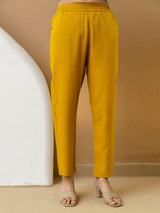 Yellow Art Silk Embroidery Salwar Suit Set Anarkali Kurta Pant with Dupatta Trendmalls