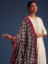 Beige Art Silk Hand Work Embroidery Anarkali Kurta Pant with Printed Dupatta Set Trendmalls