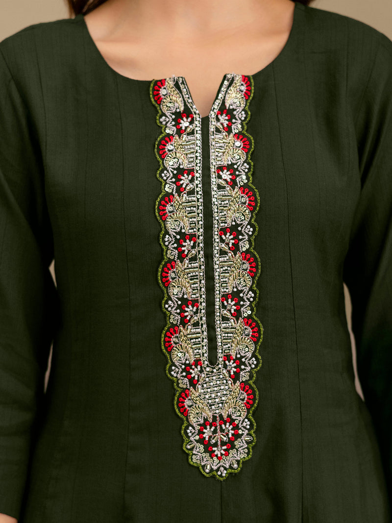 Mahndi Art Silk Embroidery Sequence Work Kurta Pant Set with Dupatta for Women Trendmalls