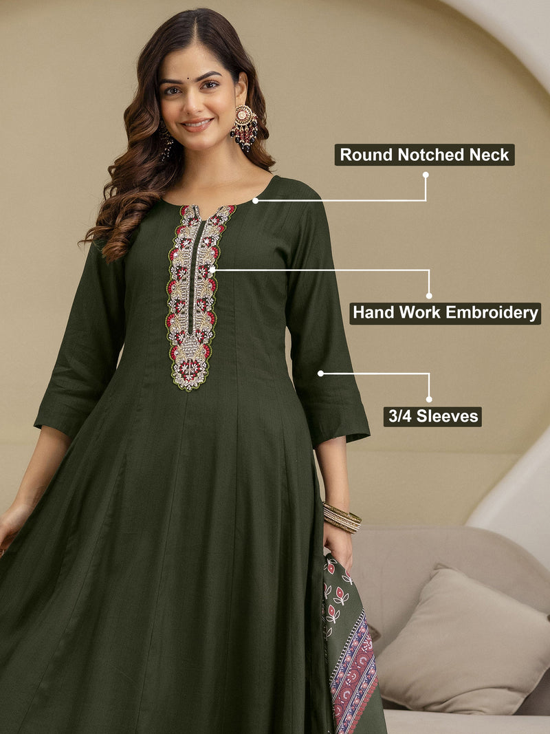 Mahndi Art Silk Embroidery Sequence Work Kurta Pant Set with Dupatta for Women Trendmalls