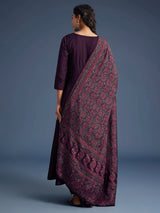 Purple Art Silk Hand Work Embroidery Anarkali Kurta Pant with Printed Dupatta For Women's