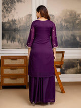 Purple Georgette Embroidery Work Salwar Suit with Dupatta Trendmalls