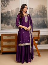 Purple Georgette Embroidery Work Salwar Suit with Dupatta Trendmalls