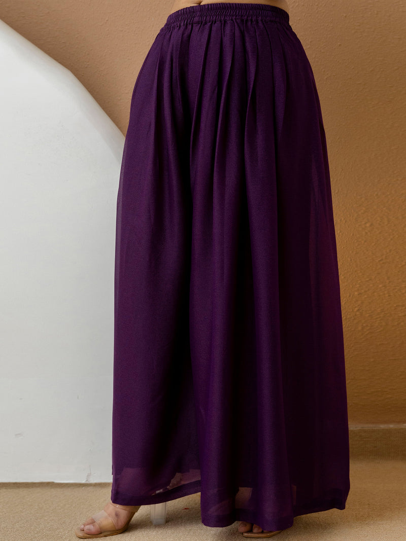 Purple Georgette Embroidery Work Salwar Suit with Dupatta Trendmalls