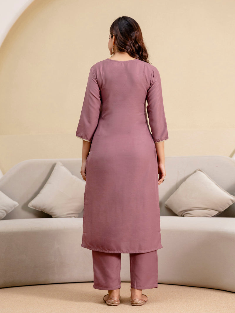 Peach Cotton Embroidery Salwar Suit  with Dupatta Set For Women's