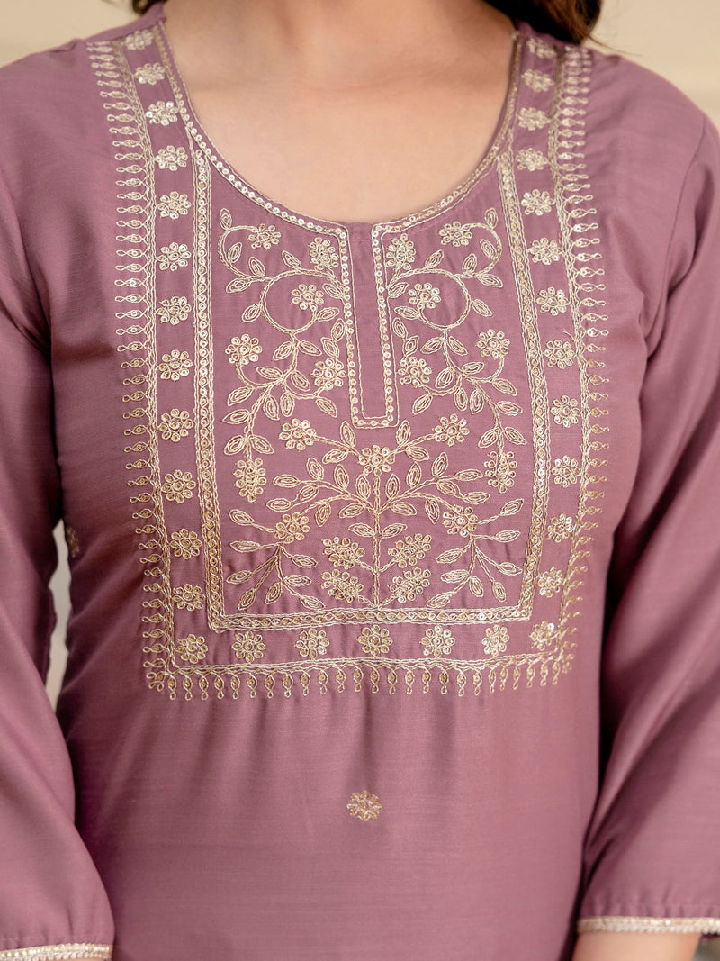 Peach Cotton Embroidery Salwar Suit  with Dupatta Set For Women's