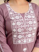 Darkpeach Cambric Cotton Embroidery Salwar Suit With Dupatta Set For Women's