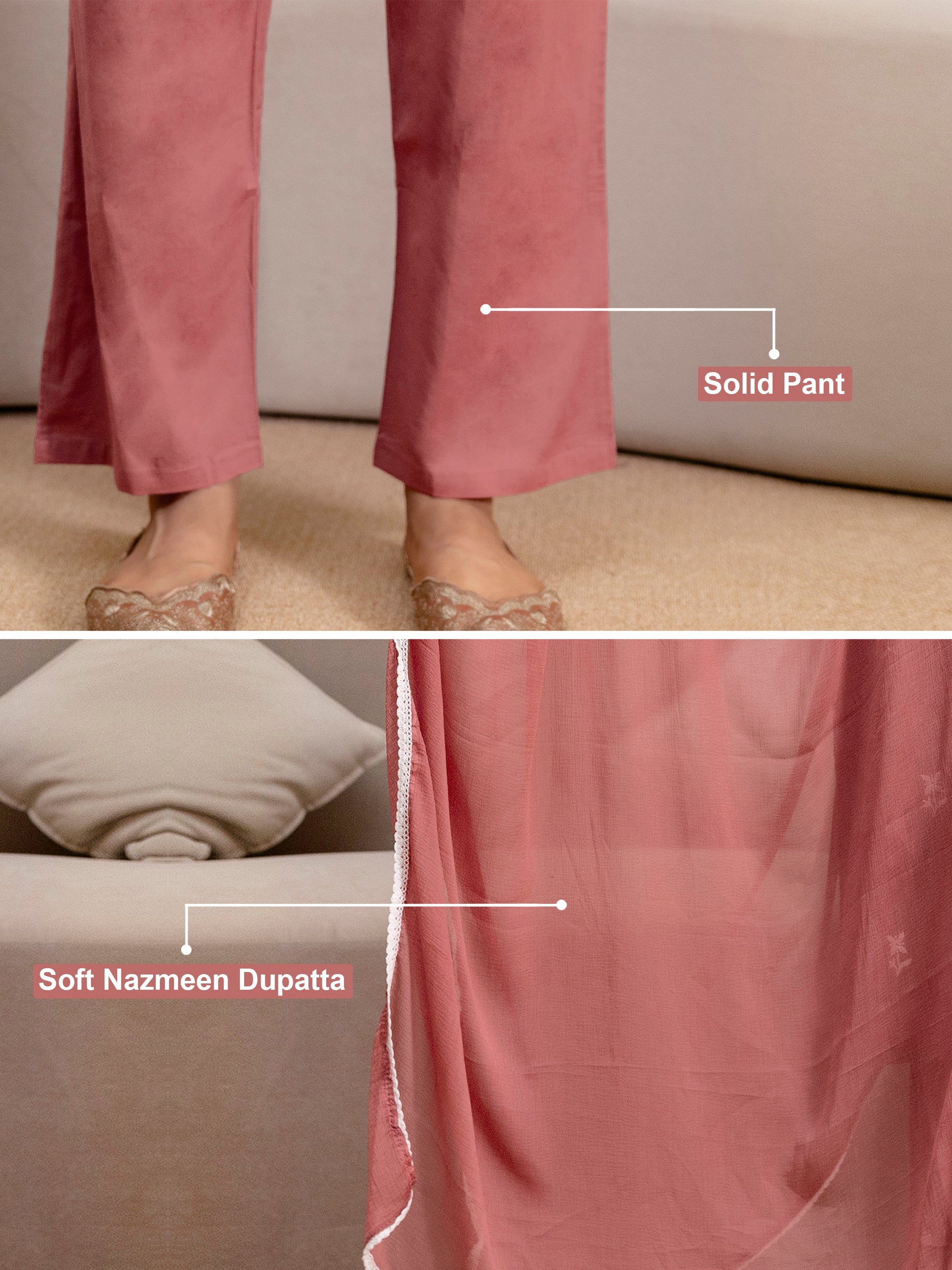 Darkpeach Cambric Cotton Embroidery Salwar Suit With Dupatta Set For Women's Trendmalls