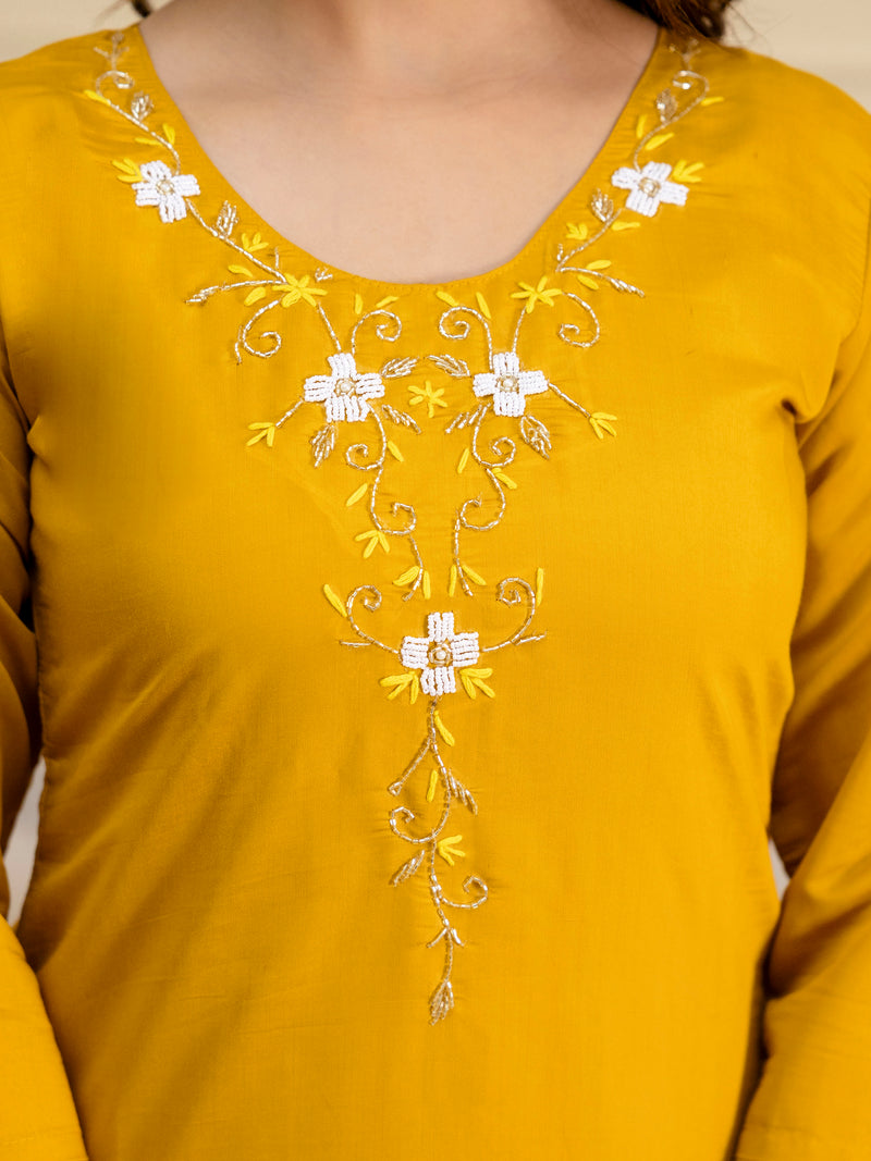 Yellow Chanderi Embroidery Salwar Suit with Dupatta Set For Women's