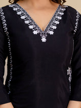 Black Chanderi Embroidery Salwar Suit with Dupatta Set For Women's