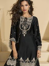 Chinon Embroidery Sequence Work Kurta Palazzo with Dupatta for Women