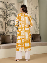 Yellow Cotton Embroidery Work Kurta Pant Set with Dupatta Salwar Suit Set Trendmalls