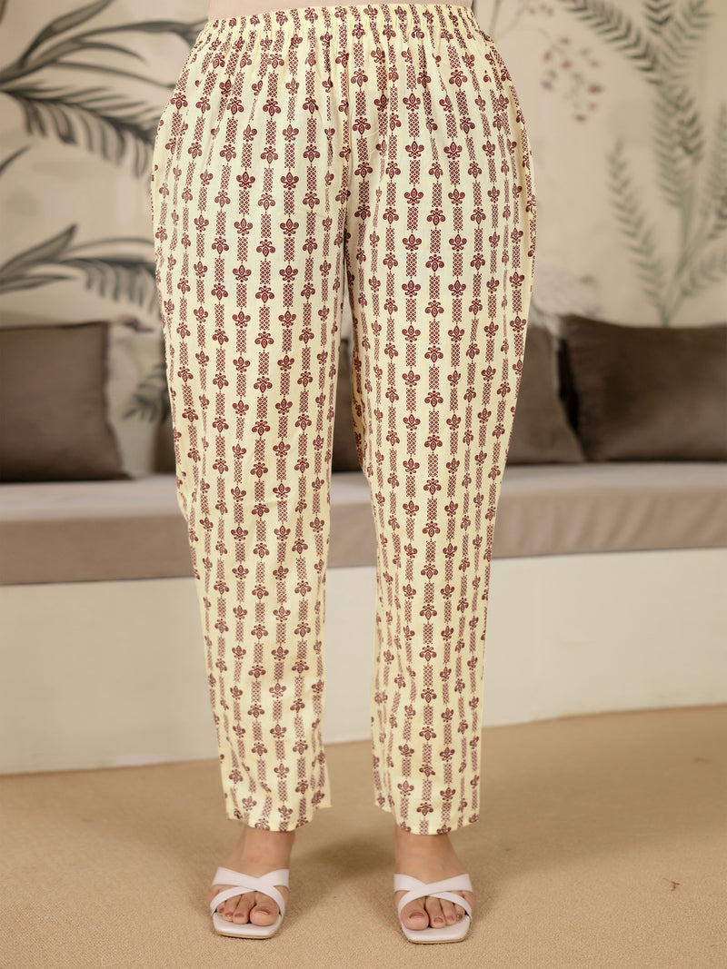 Maroon Pure Cotton Embroidery Work Printed Kurta Pant with Dupatta Set For Women's