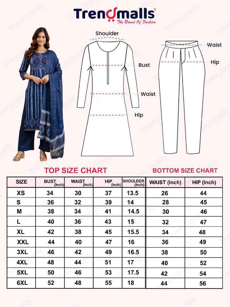 Blue Pure Cotton Ajrakh Stripe Pattern Print Kurta Pant with Dupatta Set