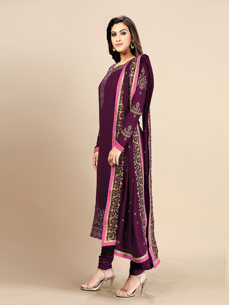 Blue Georgette Embroidery Salwar Suit Set with Dupatta For Women's