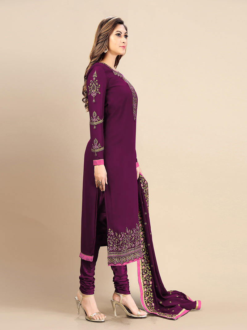 Blue Georgette Embroidery Salwar Suit Set with Dupatta For Women's