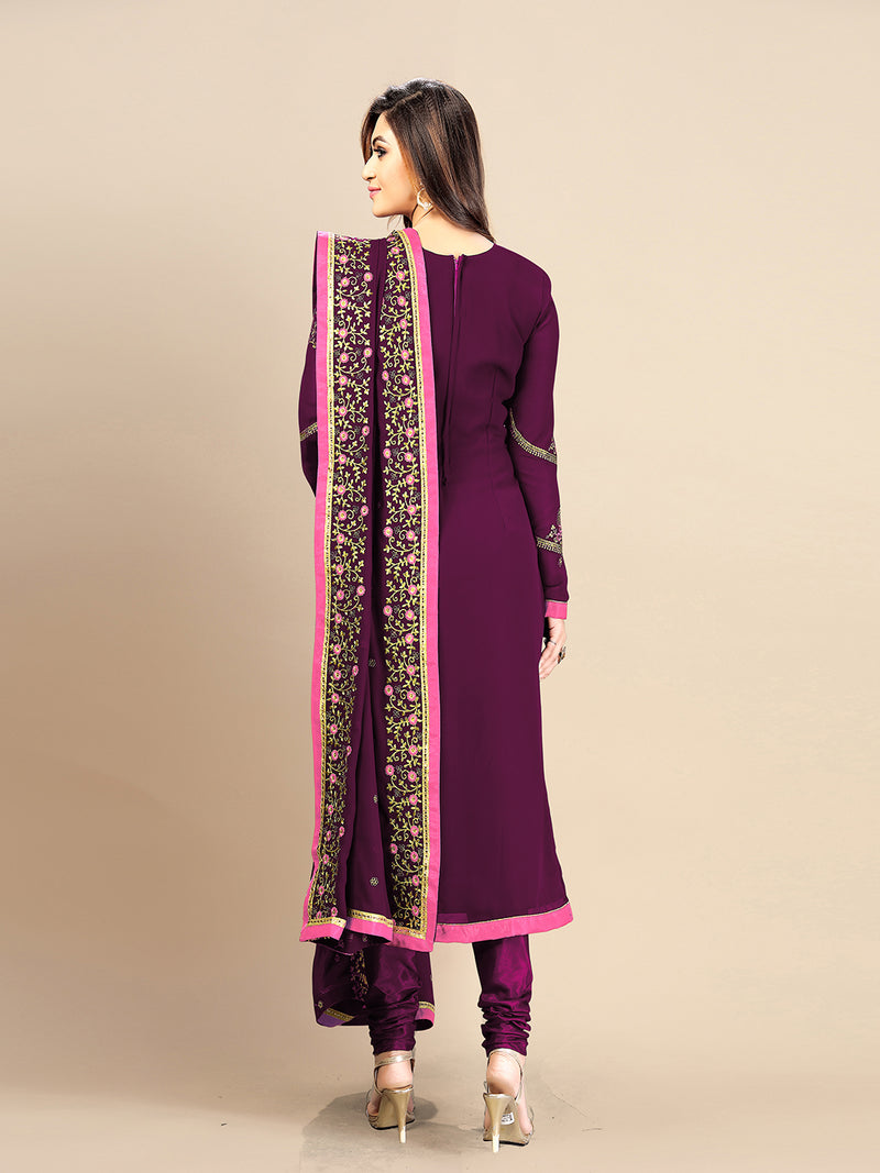 Blue Georgette Embroidery Salwar Suit Set with Dupatta For Women's