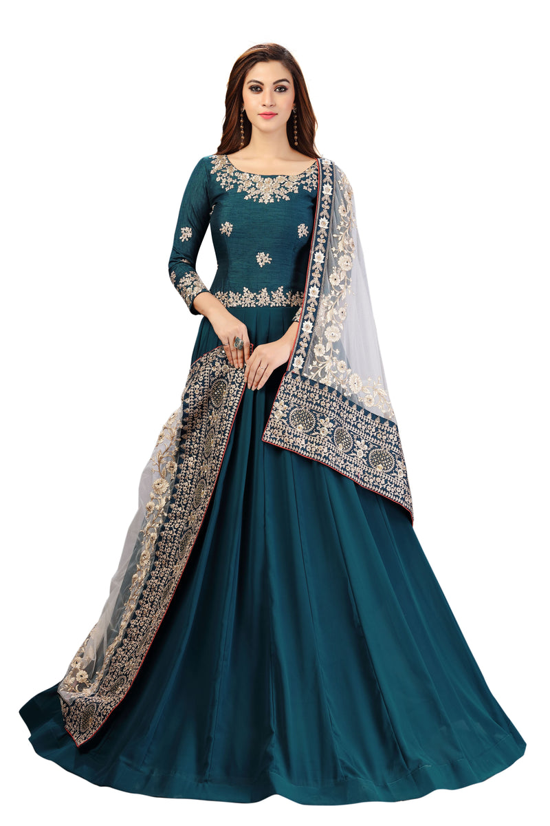 Morpeach Georgette Embroidery Anarkali Salwar Suit Set with Dupatta For Women's