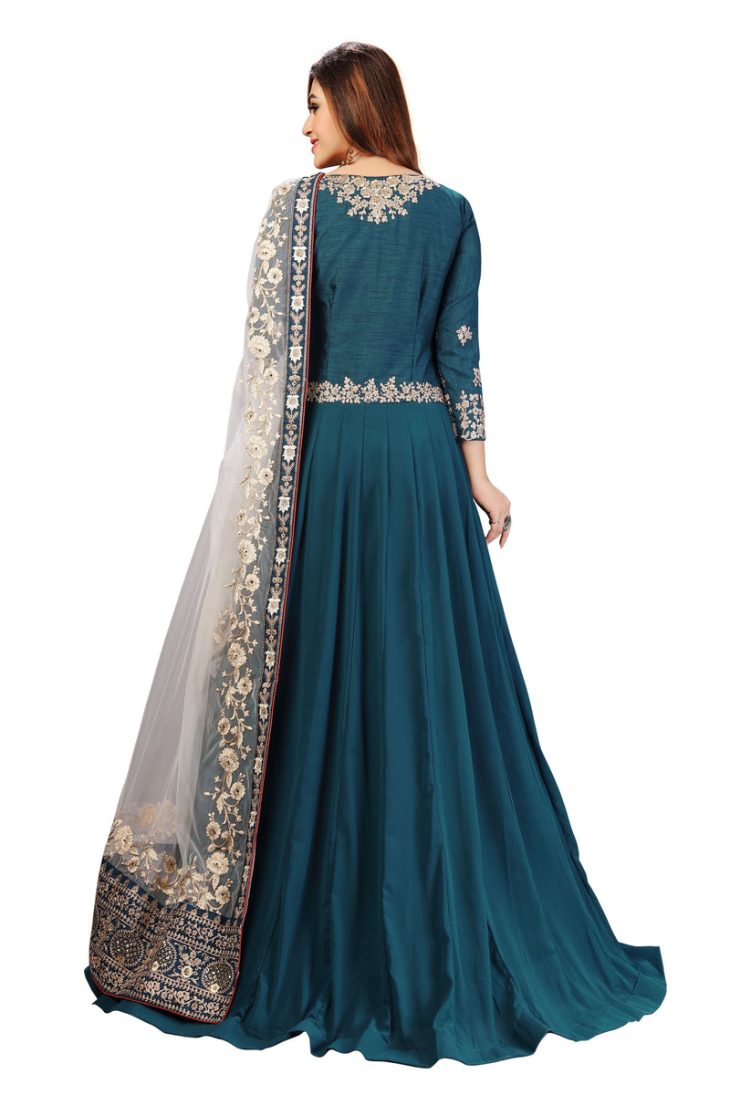 Morpeach Georgette Embroidery Anarkali Salwar Suit Set with Dupatta For Women's